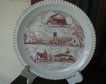 Vintage Church Plate Collectible Decorative Wall First Methodist History Waxahachie Texas