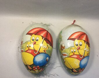 Paper Mache  Egg / Vintage Germany Paper Mache Egg / 1940s Paper Mache Egg / Paper Mache Easter Egg /