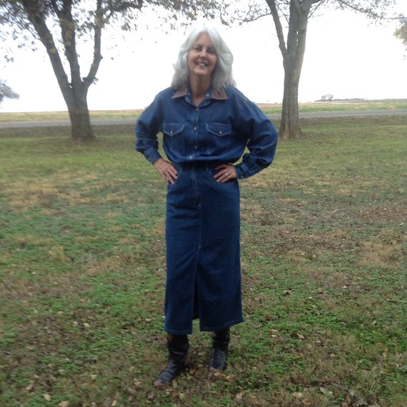 1980s Denim Dress / Vintage Dress / Vintage Denim