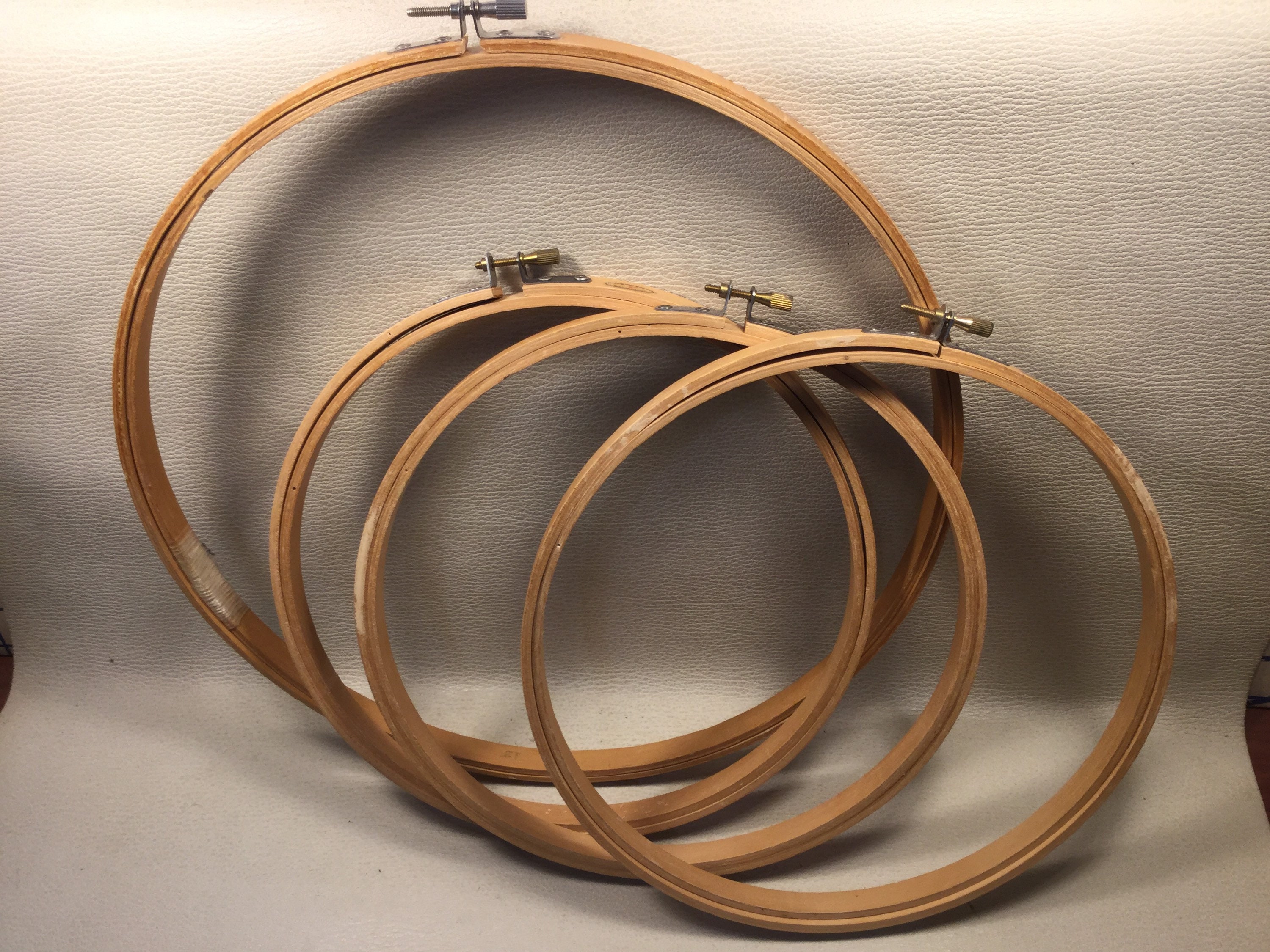Large Round Wooden Beech Hanging Hoop Frames for Displaying 