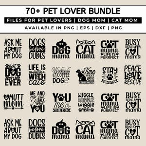 Haustierliebhaber SVG-Bundle - 70+ Hunde- und Katzenmama-Zitate für Cricut, Silhouette, Sublimation und mehr!