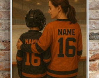Custom Hockey Mom Wall Art | Personalized Hockey poster | Mother and kids Gift | Custom Name Hockey Shirt I Hockey Mom Art