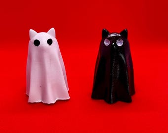 Handmade Cat Ghost Figurine: Spooky Halloween Decor