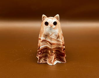 Cappuccino Cat Ghost | Coffee Swirl Decor | Spooky Cute Gothic Ornament | Creepy Cute Cat Gift