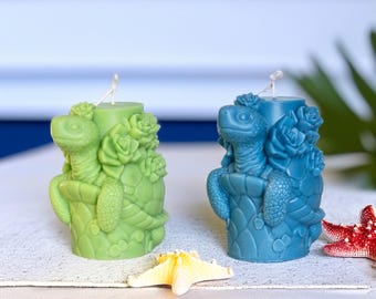Turtle Candle: Custom Scented Beeswax, Coastal Decor, Turtle Lover Gift