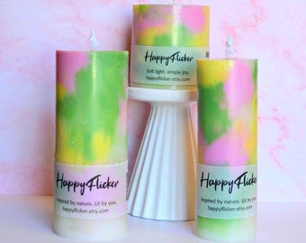 Hand-Painted Beeswax Pillar Candle: Artistic Home Decor