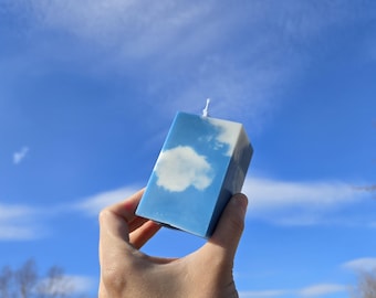 Sky Cloud Pillar Candle: Beeswax Scented Votive Candle