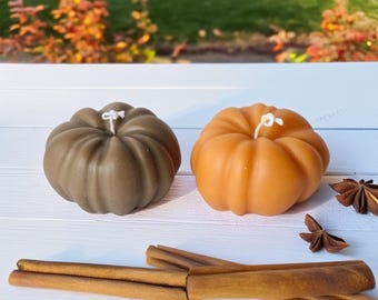 Pumpkin Shaped Beeswax Candle: Fall Thanksgiving Decor