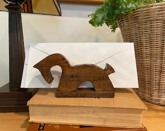 MCM Wooden Horse Organizer: Mail, Makeup, Napkin & Pencil Holder