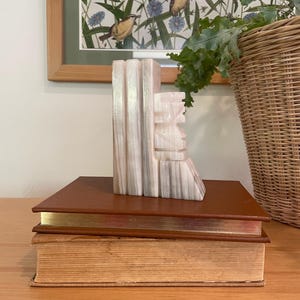 Vintage Hand Carved Onyx Bookend: Aztec Statue, Office Decor