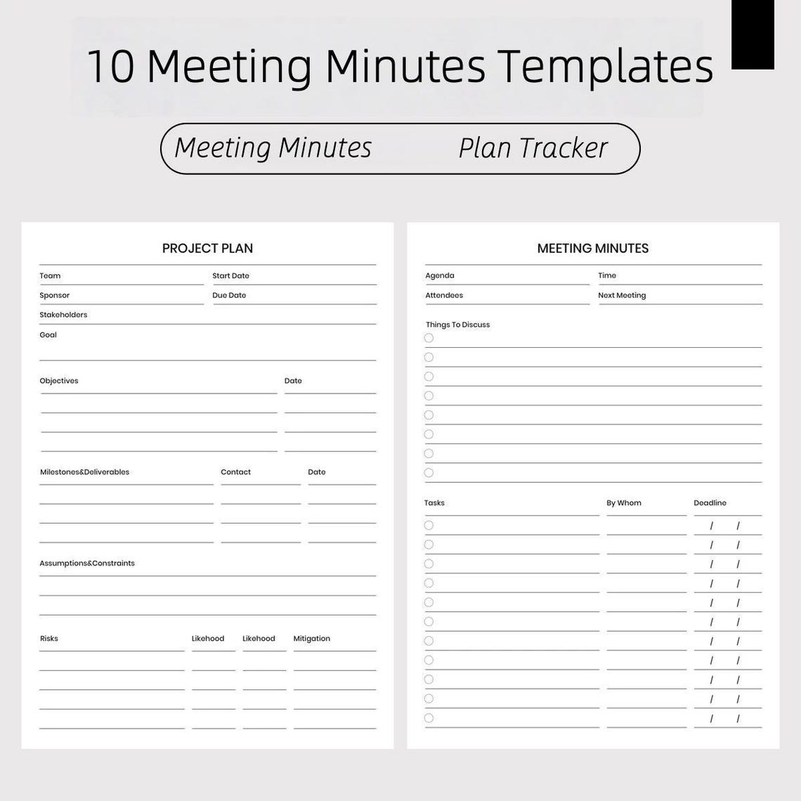 Meeting Minutes Templates Bundle: Professional Corporate Notes ...