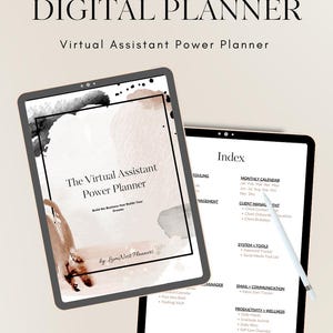 Virtual Assistant Digital Planner | 2025 Hyperlinked VA Planner | Client Management, Daily Tasks, Time Blocking & Business Tools