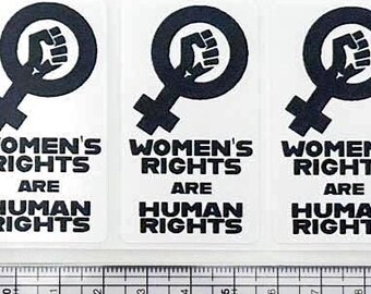 25 adesivos com a frase "Direitos das Mulheres são Direitos Humanos"