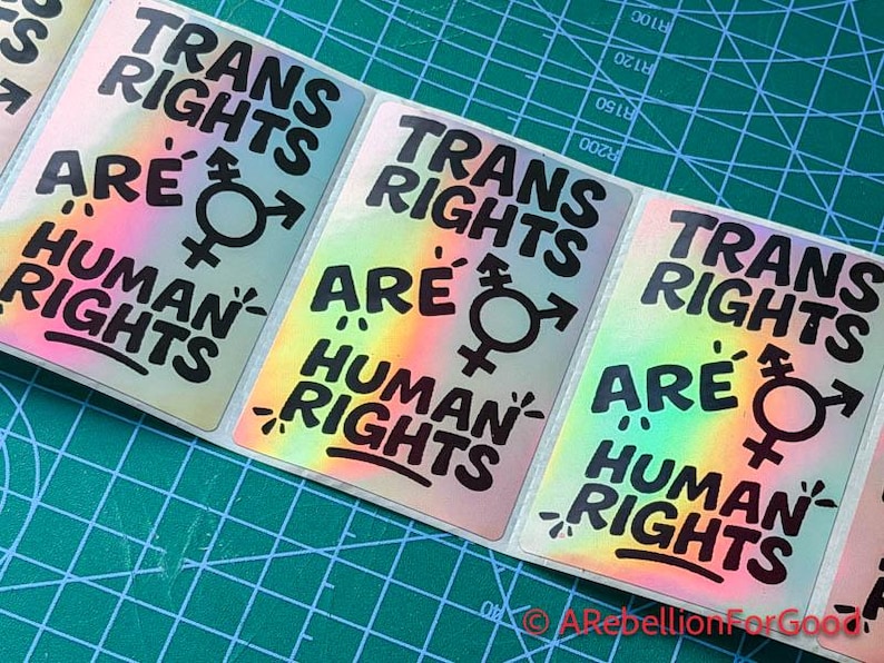 15 Holographic 'trans Rights Are Human Rights' Stickers | LGBTQIA - Etsy