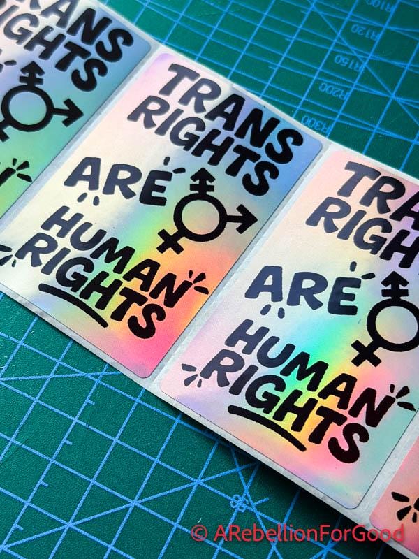 15 Holographic 'trans Rights Are Human Rights' Stickers | LGBTQIA - Etsy