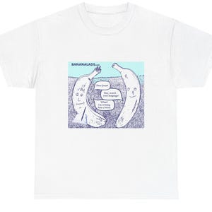 Camiseta divertida de Bananalads Comic, unisex, para escribir cartas