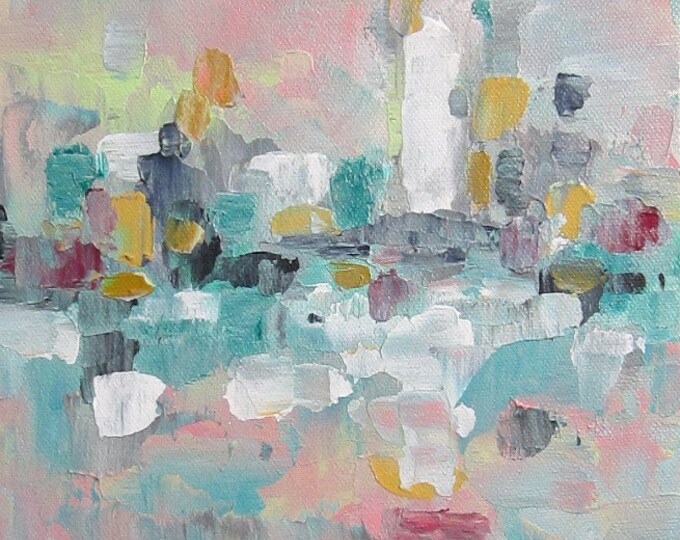 Colorful Abstract City Painting Original Art texture City 8 X Etsy