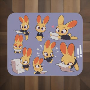Yellow Rabbit Chibi Business Woman Mouse Pad, Super Cute Desk Decor, Office Accessories, Gaming Mat, Springtime gift, Rectangle Mousepad