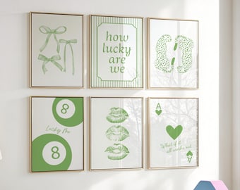 Sage Green Gallery Wall Art Prints: Trendy Dorm Decor (Digital Download)