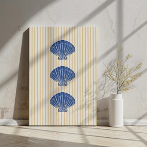 Coastal Seashell Stripes Wall Art: Beachy Summer Print (Digital Download)