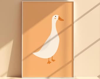Funny Goose Bathroom Art Print, Kids Room Decor, Nursery Wall Art Decor (Digital Download)