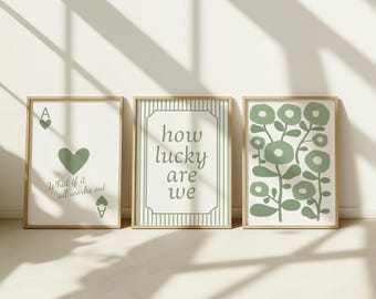 Sage Green Botanical Wall Art Set: Minimalist Boho Decor (Digital Download)