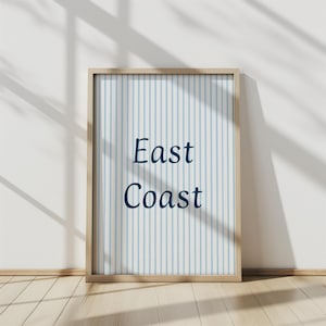 Coastal Blue Stripes Wall Art Print: East Coast Ocean Decor (Digital Download)