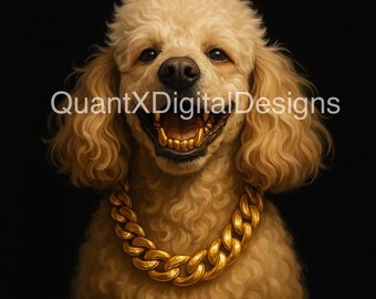 Yorkie de luxe avec chaîne en or et dents en or