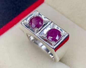 Handcrafted 4 Carats Natural Ruby Ring,  Birthstone Ring For Men, Yaqoot Ring 925 Sterling Silver, Anniversary Gift