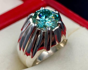 Handgefertigter 8 Karat zertifizierter Moissanite Diamant Sterling Silber 925 Ring, Moissanite Diamant Verlobungsring, Geschenk für Ihn
