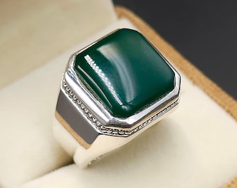 Handcrafted Yemeni Aqeeq Ring For Men, Natural Agate Ring With 925 Sterling Silver, Carnelian Ring