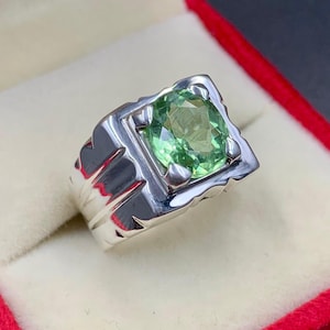 Peridot Ring, 925 Sterling Silver Handmade Men&#39;s Ring, Birthstone Ring, Natural Peridot, Birthstone For August, Unisex Ring, Stacking Ring