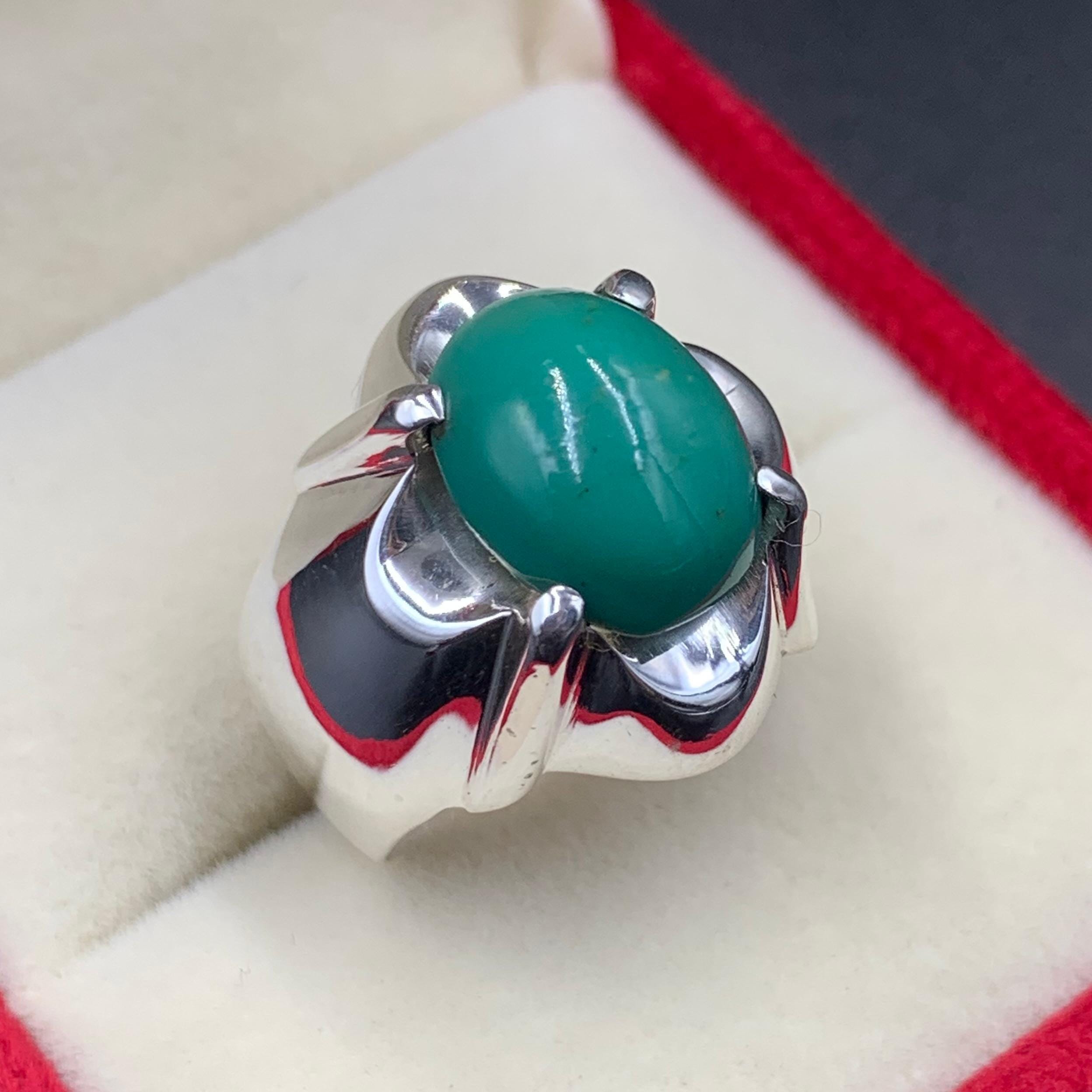 Handmade Men Turquoise Ring, Natural Turquoise Feroza 925 Sterling ...