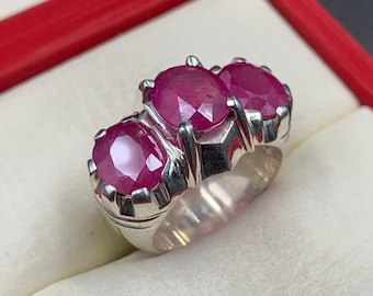 Handcrafted 8 Carat Natural Ruby Ring, July Birthstone Ring For Men, 925 Sterling Silver, Anniversary Gift, Yaqoot Ring