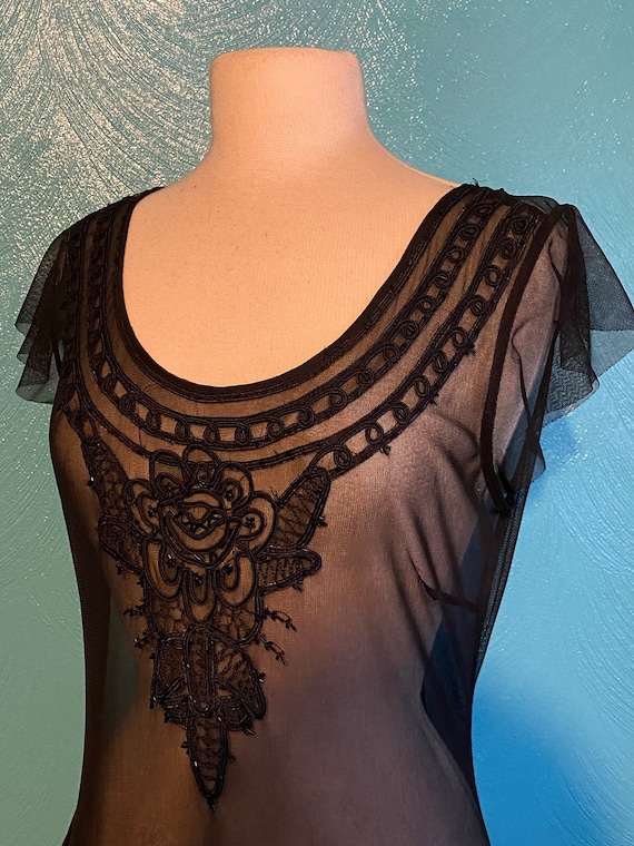 1920 black mesh dress