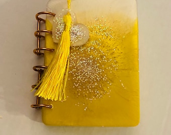 One of a kind handmade resin yellow notebook