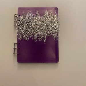 Resin covered purple and silver notebook. ( free shipping)