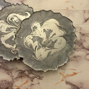 One of a kind Silver and grey handmade coasters ( free shipping)