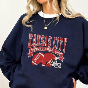 EMBROIDERED Vintage 90s Style Kansas City Football Sweatshirt, Kansas City Football, Kansas City Fan gift, Kansas City T-shirt ESE255