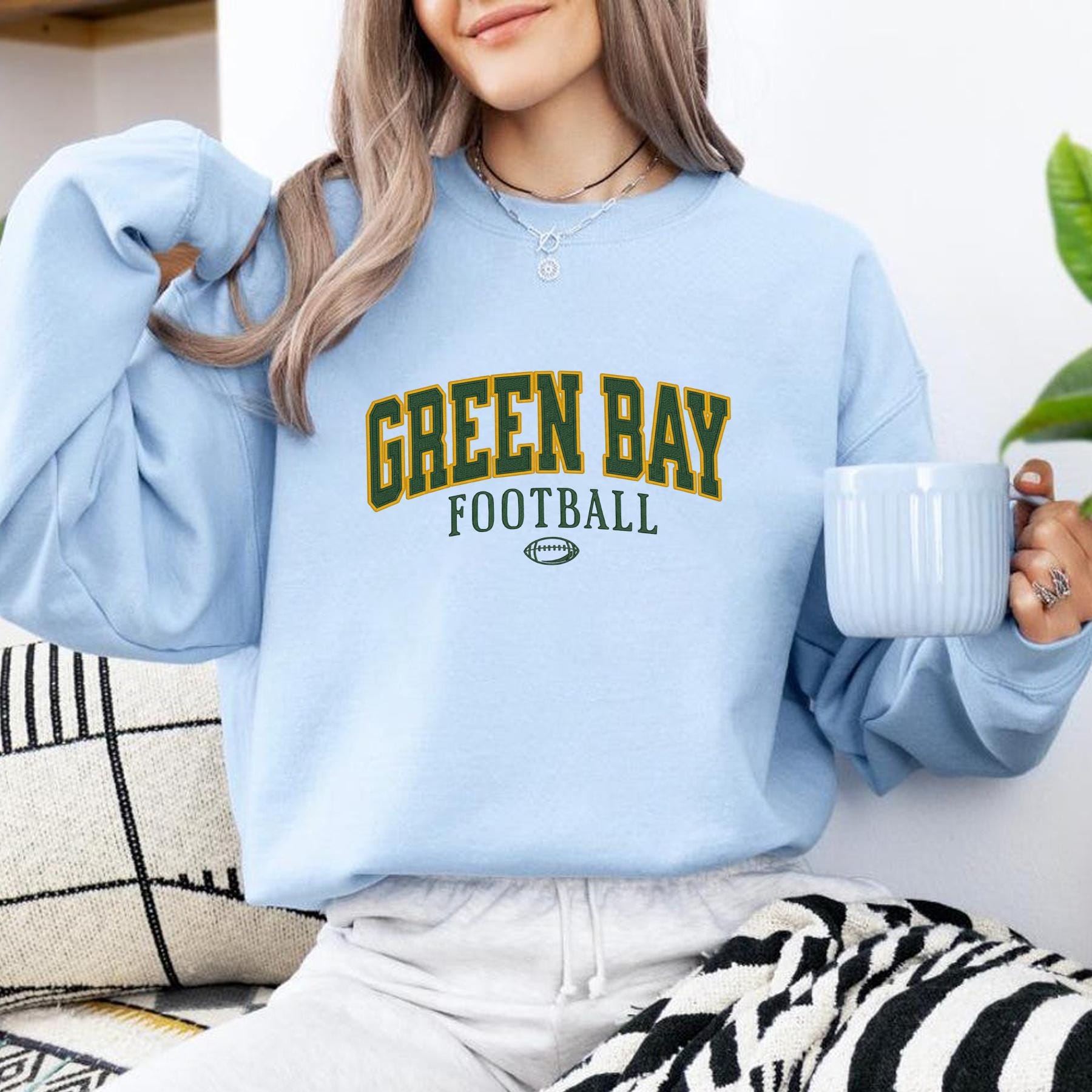 Discover Green Bay Football Vintage Embroidered Sweatshirt, Retro Green Bay Packer Crewneck Sweatshirt