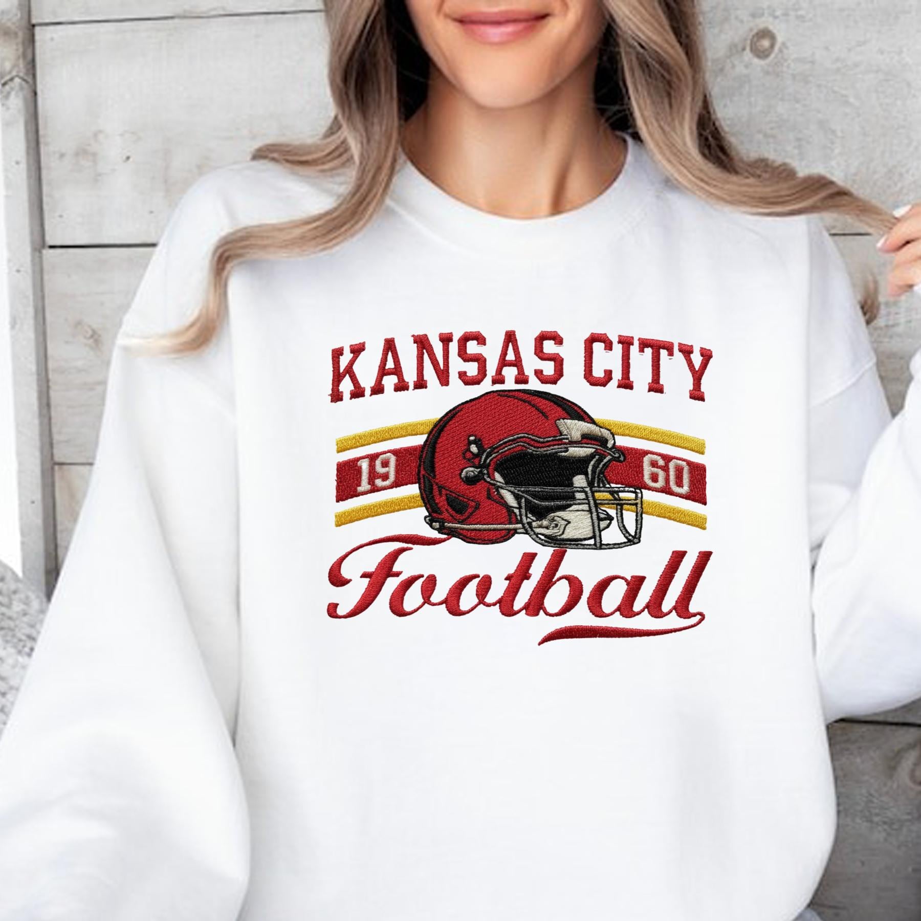 Discover Kansas City Football Embroidered Sweatshirt, Vintage 1960 KC Game Day Crewneck, Sports Fan Pullover Gift