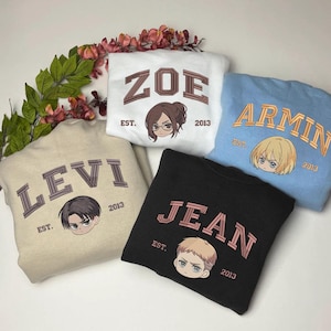 Anime Embroidered Sweatshirt, Anime Shirt, Embroidered Hoodie, Anime Tee, Gift For Fans, Couple Gift, Anime Lover Gift ESN1823-1833
