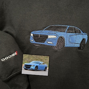 Custom Embroidered Car Sweatshirt, Car Photo Embroidered, Custom Car Guy Gift, Car Lover Gift, Personalized Car Hoodie Gift For Him ESE085.C