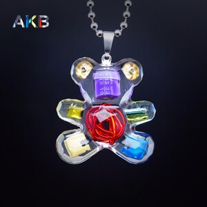 Cyberpunk Bear Pendant | Handcrafted Miniature Sculpture - Resin Necklace, Keychain, and Art Piece
