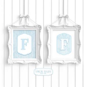 Letra personalizada "Bebé Niño", letrero imprimible para habitación infantil, monograma de acuarela para bebé niño, arte mural para habitación infantil, regalo impreso para baby shower, descarga digital 012