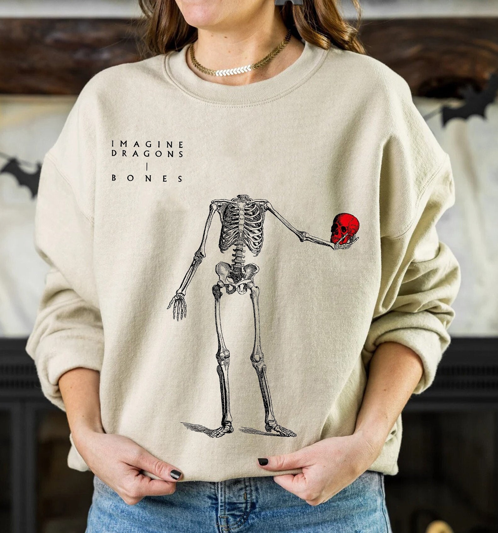 Discover Vintage Bones Skeletons Imagine Dragons Sweatshirt