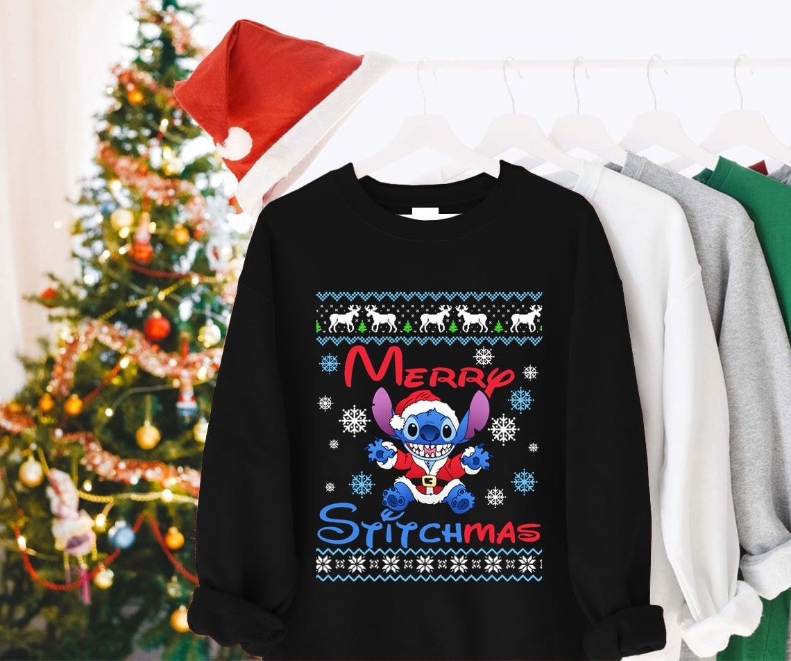 Discover Merry Christmas Stitch Ugly Sweater - Disney Christmas Ugly Sweatshirt