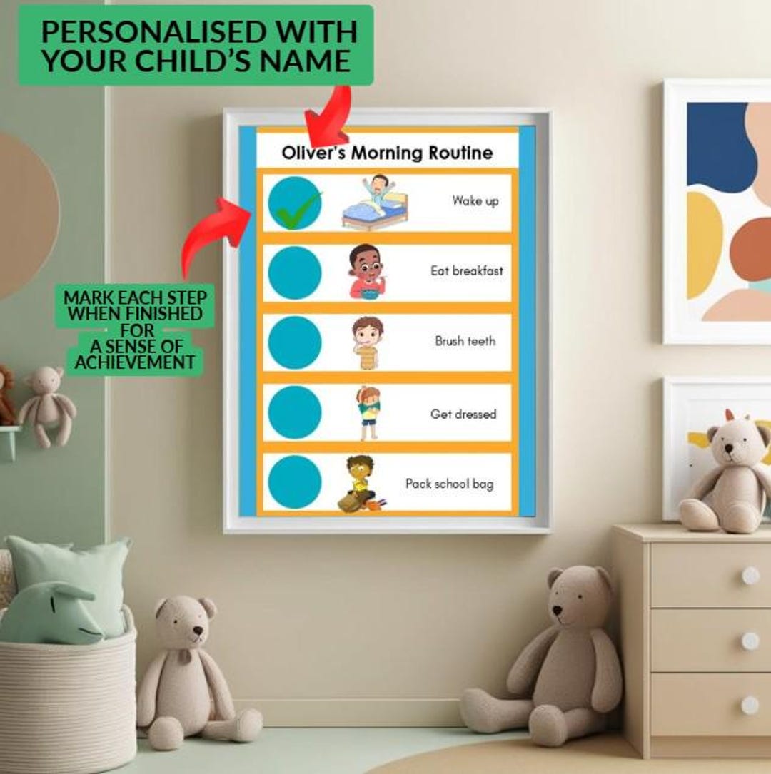 Visual Morning Routine Charts for Kids With ADHD| Morning to Bedtime ...