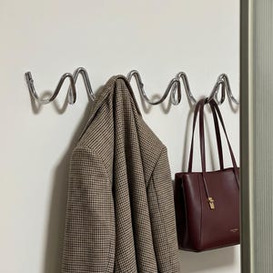 Silver Minimalist Wave Wall Hook | Modern Metal Coat Rack | Entryway Organizer Decor