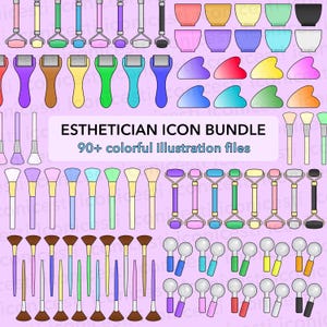 Esthetician Icon Bundle | Skincare Tools MEGA PACK | Colorful PNGs for Canva | Digital Skin Care Illustration Icons for Esthetician Branding